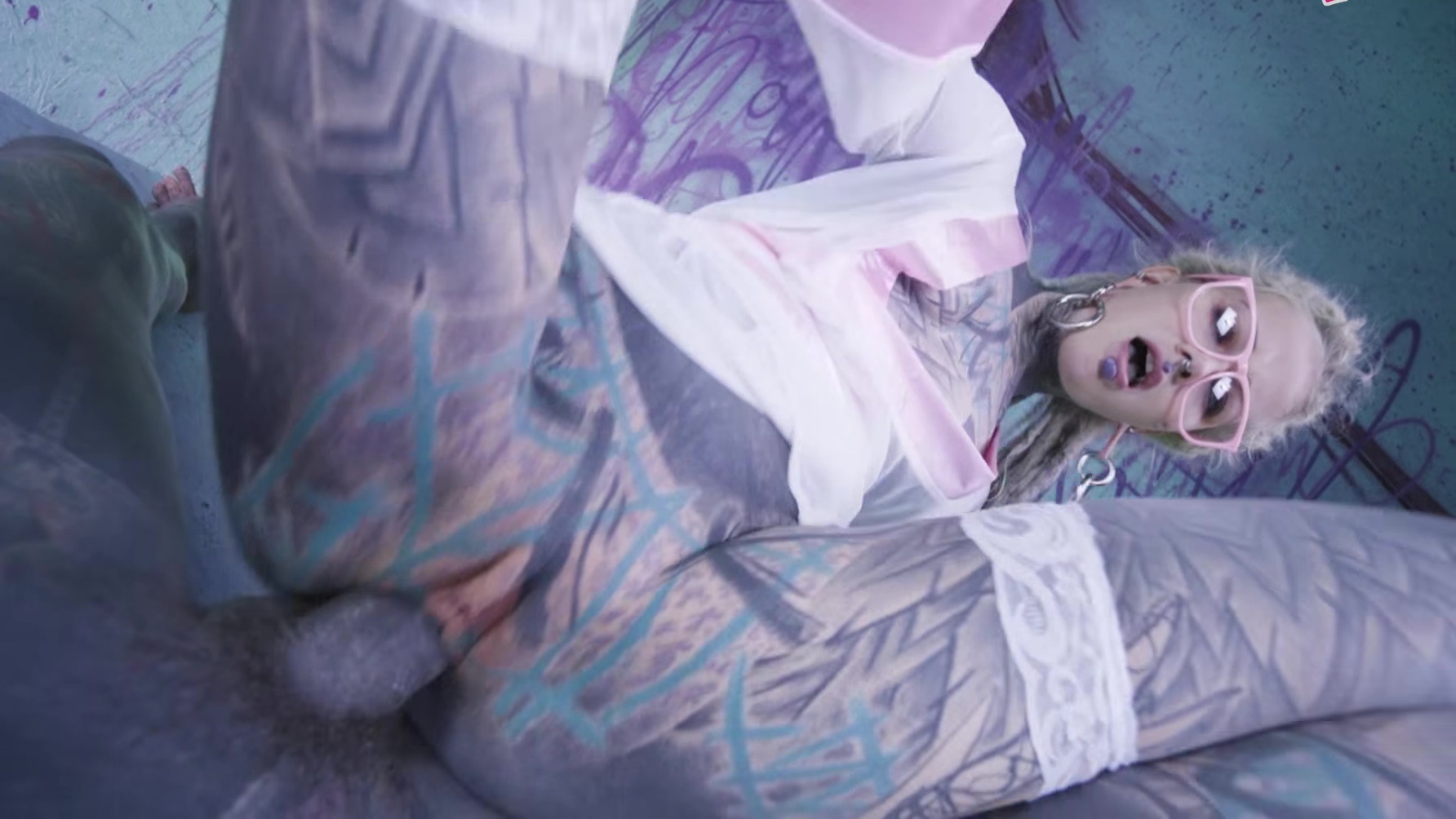 Lily Lu In Tattooed Chicks Tattooed Dick Riding Passion Glasses, Buttplug, And Dp, Facial