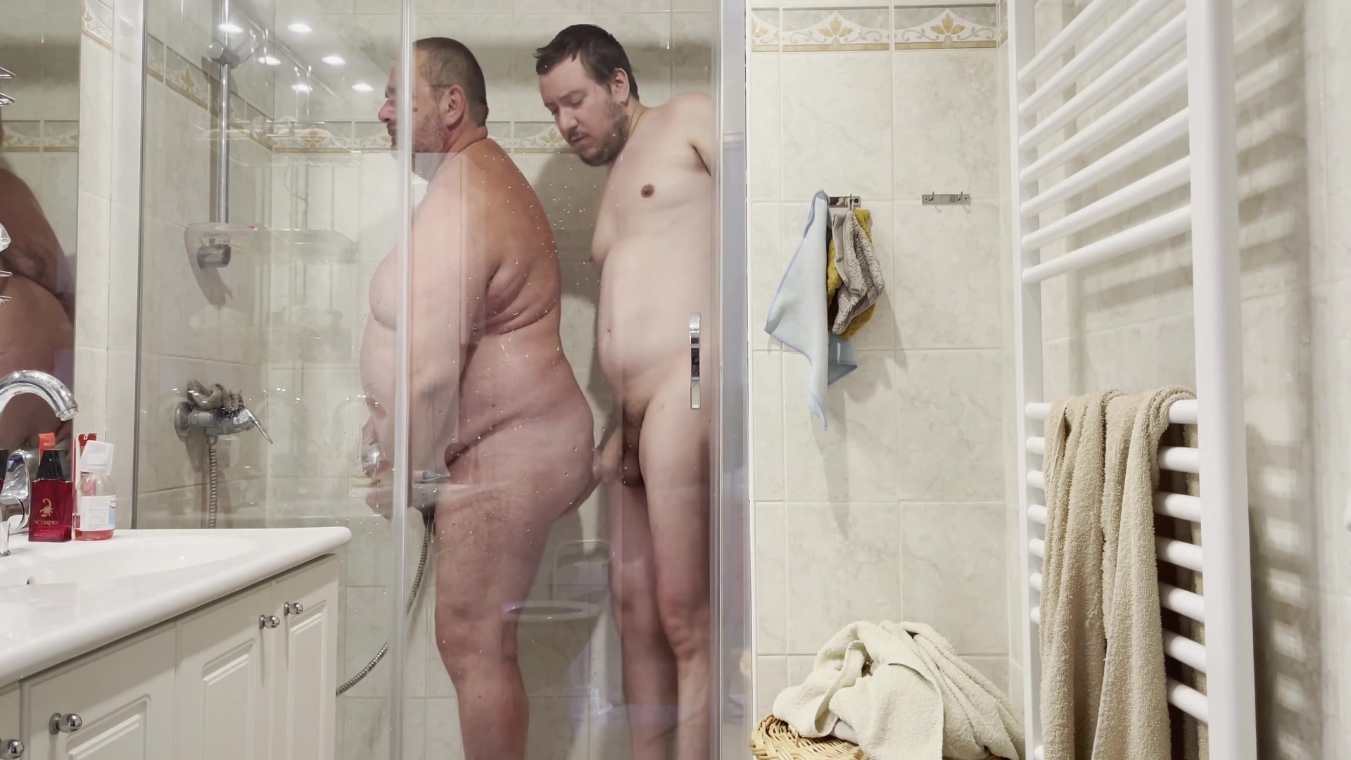 Hot Shower With Big Stepdaddy