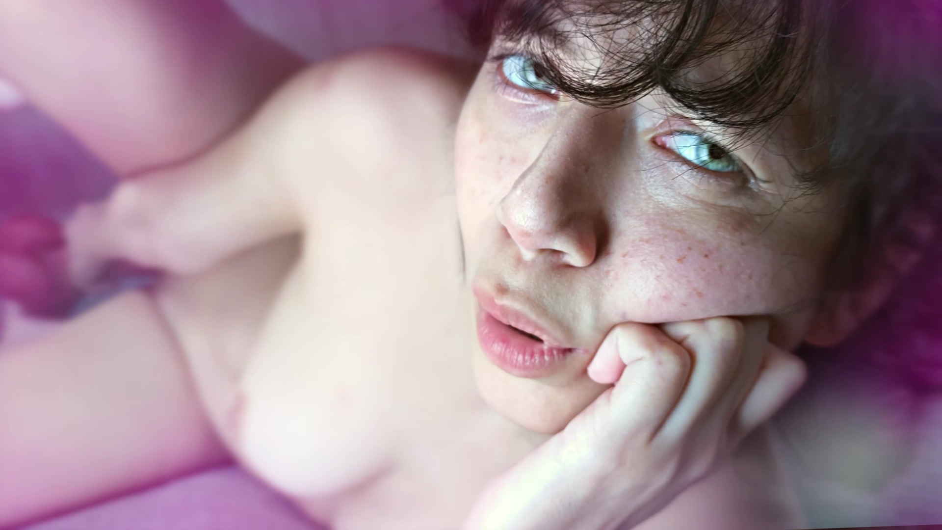 Pink Pussy Fucked With Big Dildo, Green Eyes And Deep Eye Contact